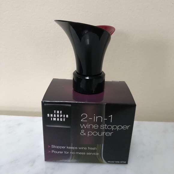 (New) The Sharper Image 2-In-1 Wine Stopper & Pourer Model WSI-ST50 - Picture 3 of 4